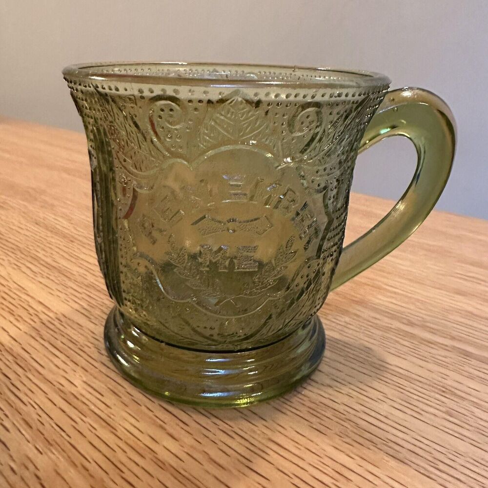 Vintage Remember Me Dark Green Coffee Tea Mug, Clear